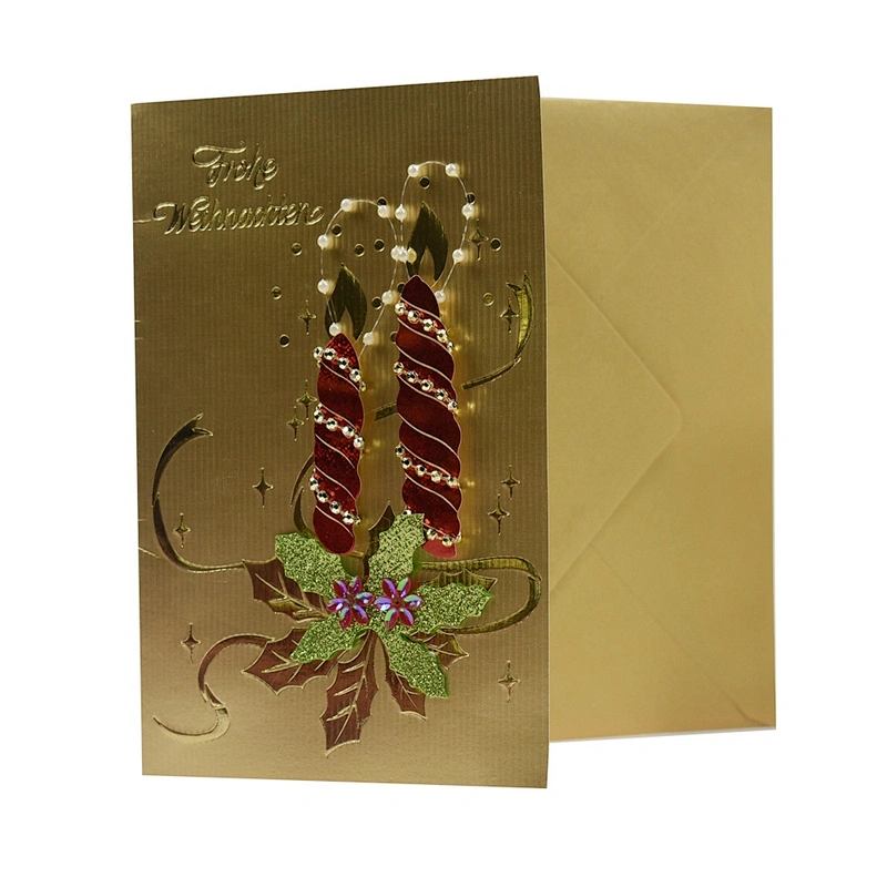 Promotion high quality Bulk Business Collectible OEM Customized Art Technics Logo Item Christmas greeting card