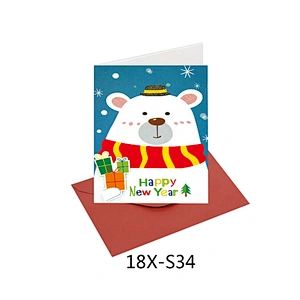 Good quality promotional fashion Polar bear Cards  OEM Customized Christmas greeting Paper card