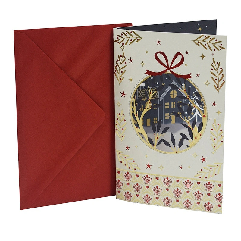 Custom oem china Gold stamping Cards  OEM Customized Christmas greeting Paper card