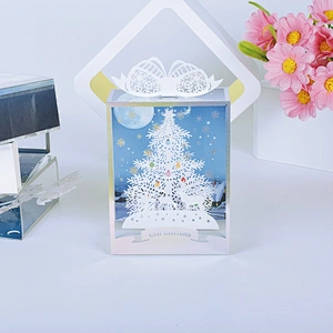 New Fashion Three-dimensional Furnishing Articles Greeting And Christmas  Card  Hollow Out