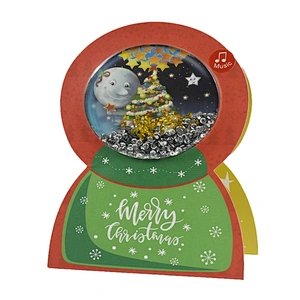 Factory Custom Gloss lamination Cards  Hot sale classic Christmas greeting Paper card