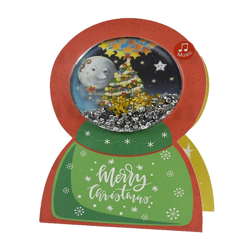 Factory Custom Gloss lamination Cards  Hot sale classic Christmas greeting Paper card