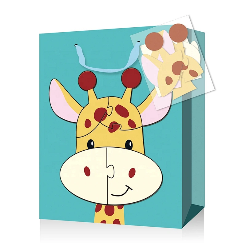 Colorful puzzle gift paper bags with new designs suitable for children packing gifts or foods