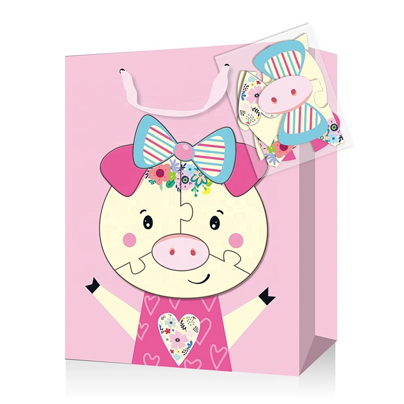 Puzzle colorful gift paper bags with Fresh design suitable for children packing gifts or foods