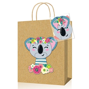 Gift kraft paper bag with puzzle fresh design suitable for children packing gifts or foods
