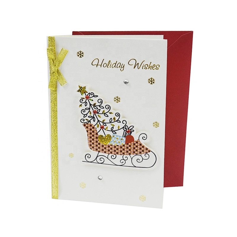 Custom oem china Gold stamping Cards  OEM Customized Christmas greeting Paper card