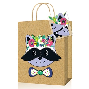 Fresh design kraft gift paper bag with puzzle suitable for children packing gifts or foods