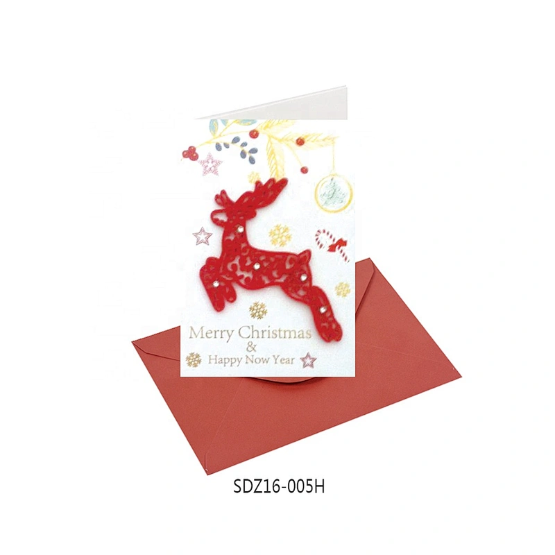 Wholesale latest designs Gold stamping Cards  OEM Customized Christmas greeting Paper card