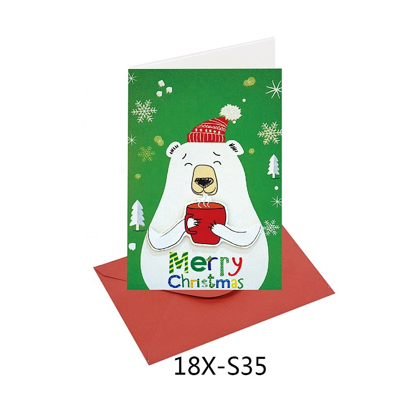 Good quality promotional fashion Polar bear Cards  OEM Customized Christmas greeting Paper card