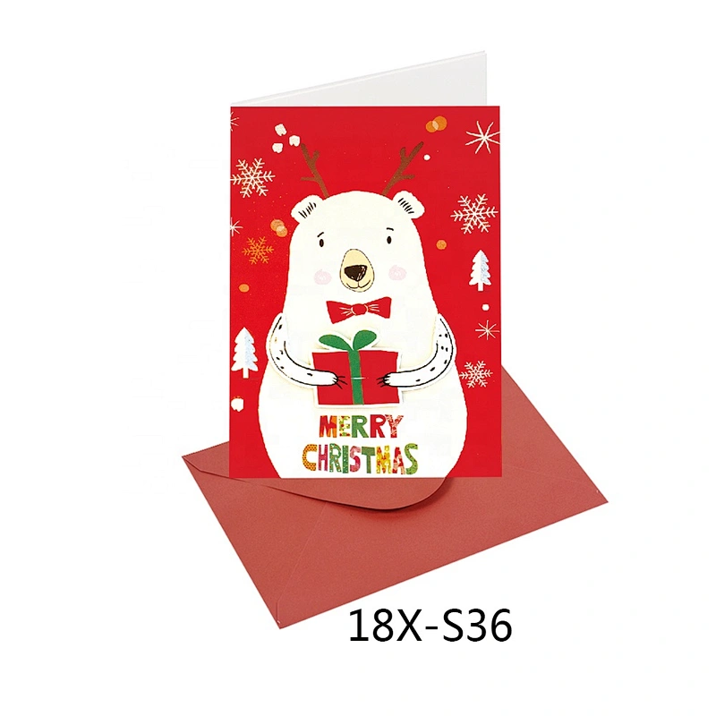 Good quality promotional fashion Polar bear Cards  OEM Customized Christmas greeting Paper card