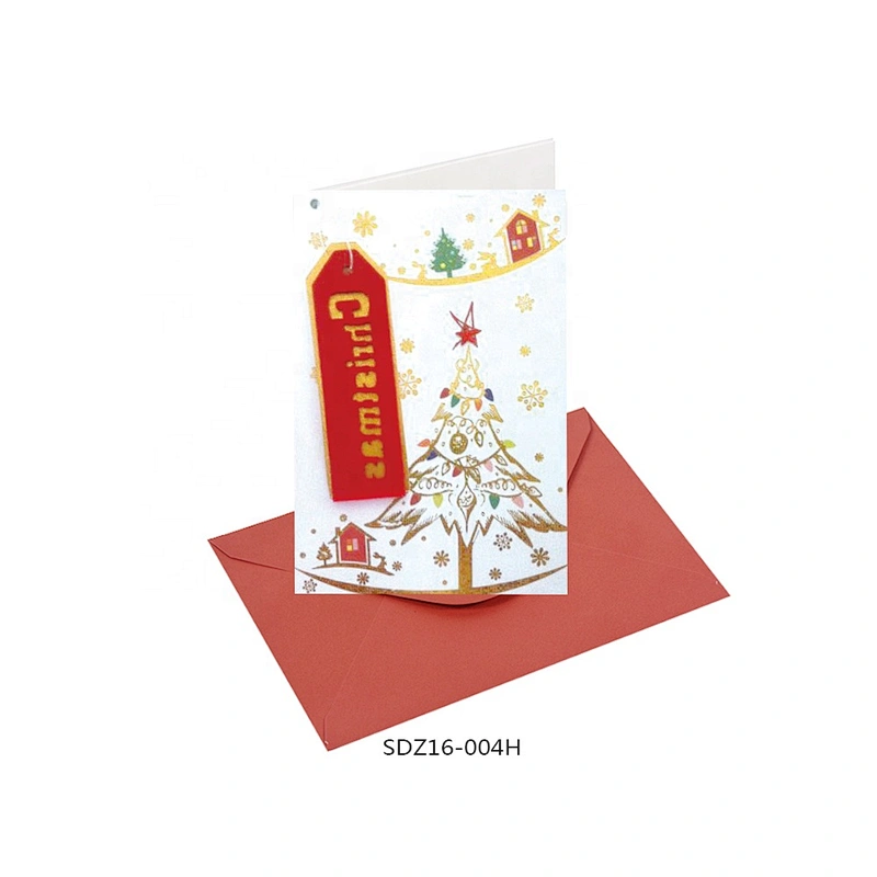 Wholesale latest designs Gold stamping Cards  OEM Customized Christmas greeting Paper card