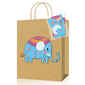 Fresh design kraft gift paper bag with puzzle suitable for children packing gifts or foods
