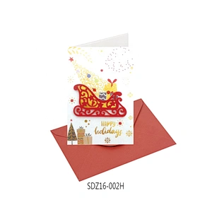 Wholesale latest designs Gold stamping Cards  OEM Customized Christmas greeting Paper card
