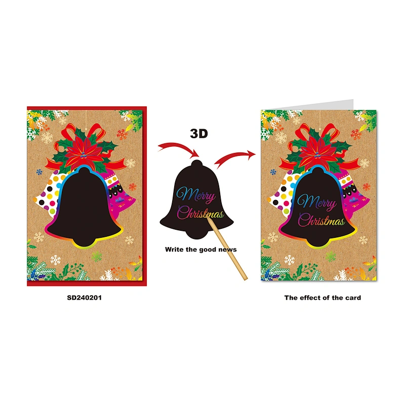 3D scratch panel greeting cards for xmas design