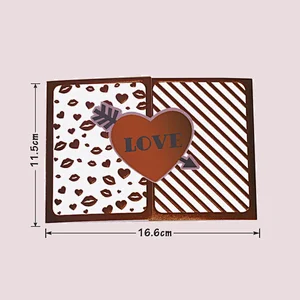 Loving Heart Red Stamping Finishing Pop Up Greeting Cards For Valentine's Day and Girl Friends