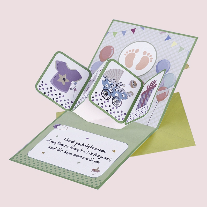 Hot Sales Pop Up Greeting Card 3D High Quality Gold Stamping Handmade For Friends And Birthday
