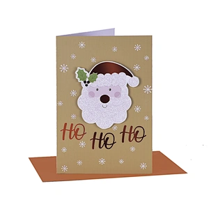 Christmas greeting card with hot stamping and glitter 3D sticker