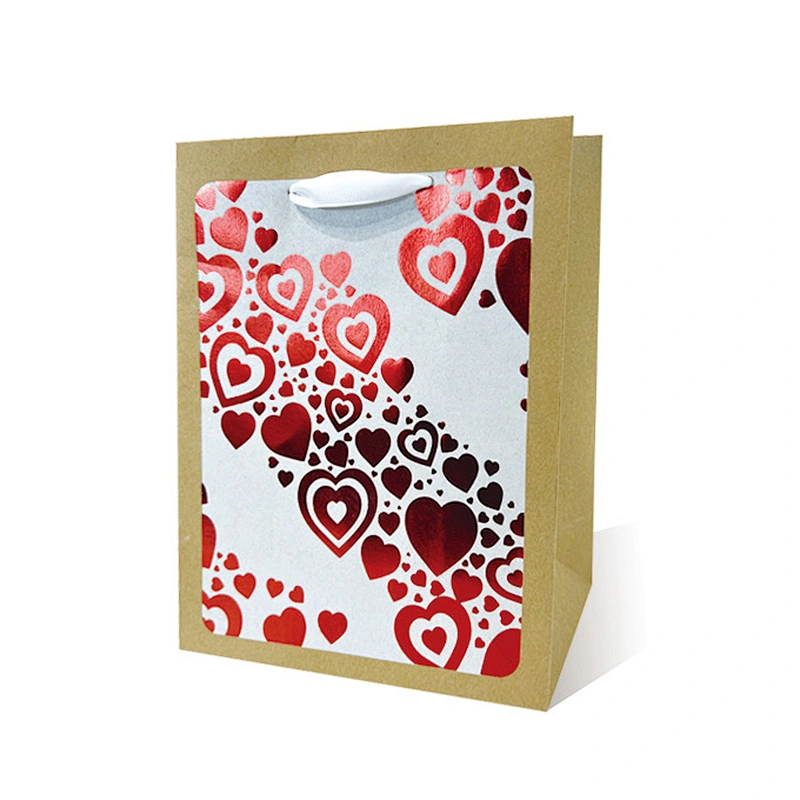 Supplier Custom logo hot stamping kraft gift bag with handle