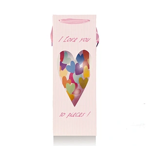 Factory Wholesale Gift Packaging Custom Printed Bottle Paper Wine Bags with Handles