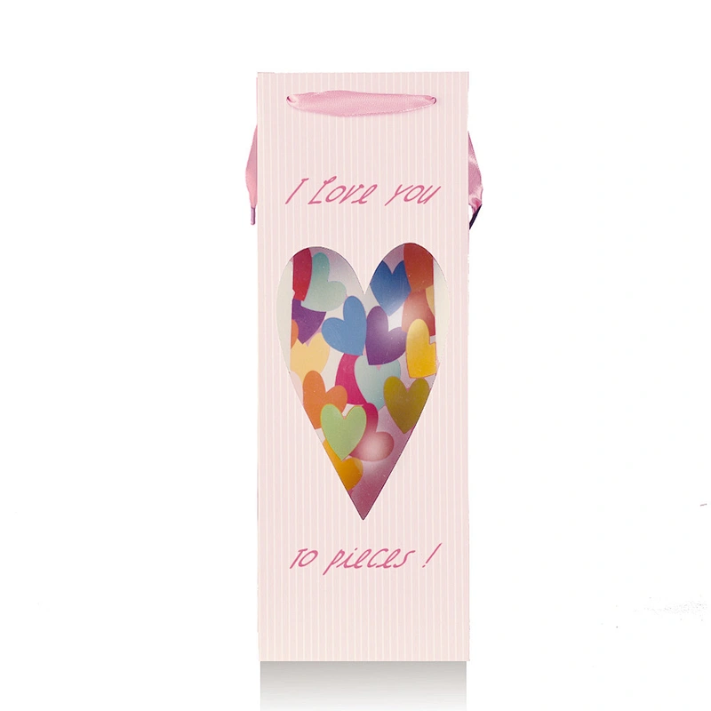 Factory Wholesale Gift Packaging Custom Printed Bottle Paper Wine Bags with Handles