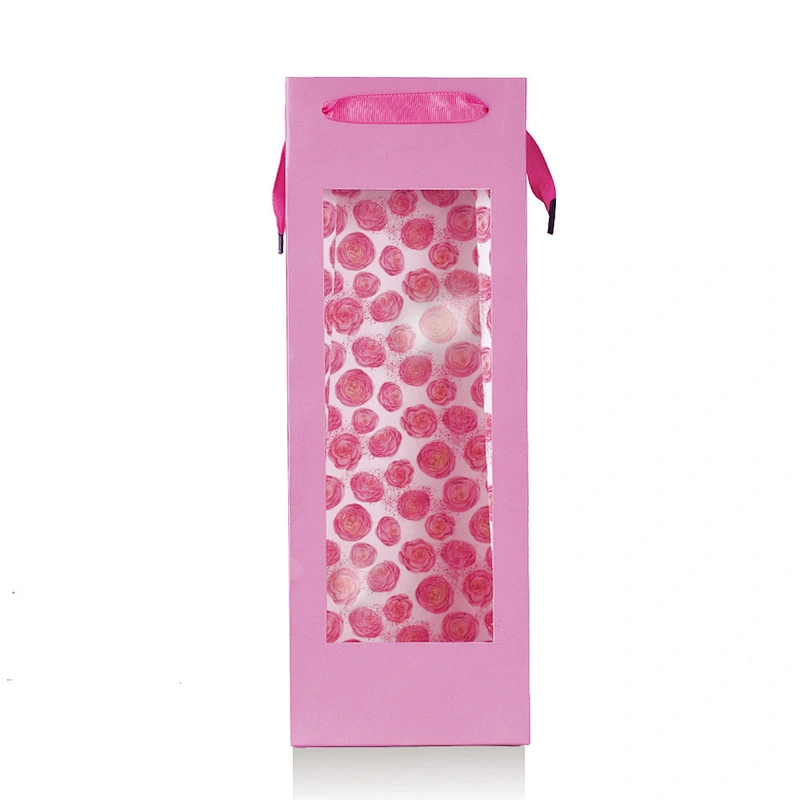 Factory Wholesale Gift Packaging Custom Printed Bottle Paper Wine Bags with Handles