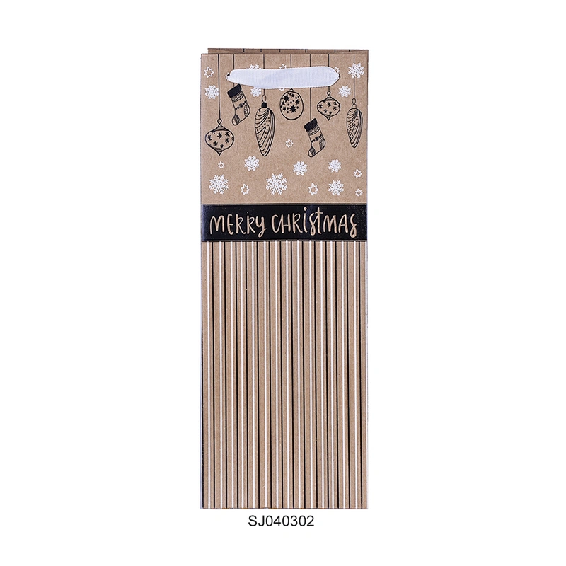 Factory High Quality Brown Kraft Paper Wine Bag Gift Wholesale Paper Wine Bags