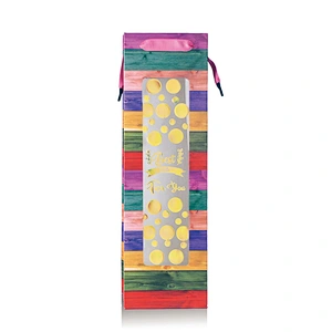 Luxury Custom Gold Stamping Paper Wine Bottle Bag For Gift Packaging