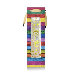 Luxury Custom Gold Stamping Paper Wine Bottle Bag For Gift Packaging