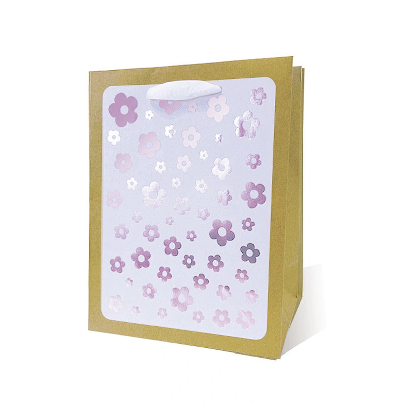 Supplier Custom logo hot stamping kraft gift bag with handle