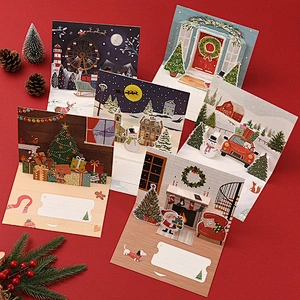 Custom greeting cards with foil Santa 3D pop up gift cards Christmas greeting  card  for holiday  party