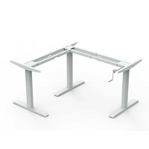 L shaped  Manual Height Adjustable Desk