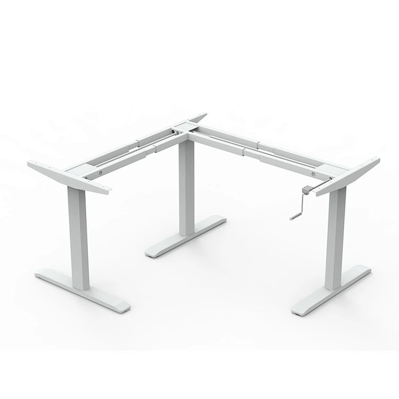 L shaped  Manual Height Adjustable Desk