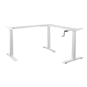 L shaped  Manual Height Adjustable Desk