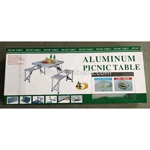 Alum. 1 table 4 seats set garden beach BBQ folding camping picnic table