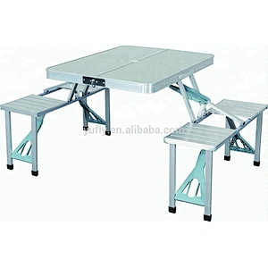 Alum. 1 table 4 seats set garden beach BBQ folding camping picnic table