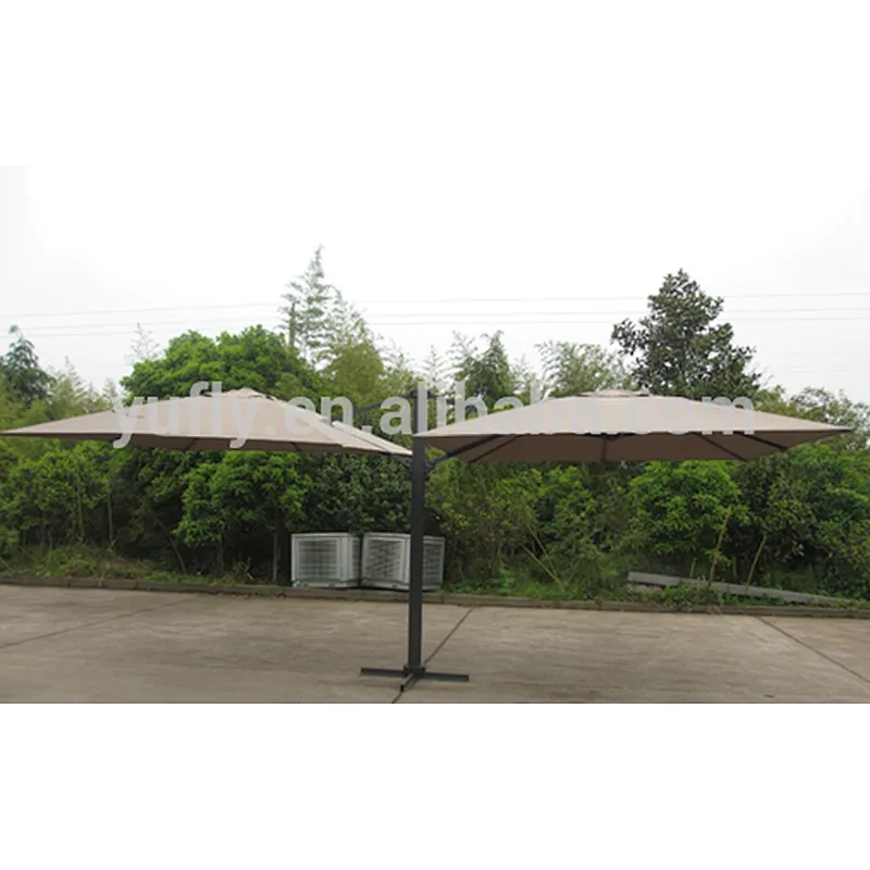 Garden alum steel Patio Camping hand push market umbrella Hanging umbrella double roof twin roma umbrella