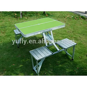 Alum. 1 table 4 seats set garden beach BBQ folding camping picnic table