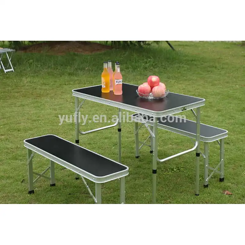 Folding picnic table set 1 table + 2 benches garden camping beer folding table