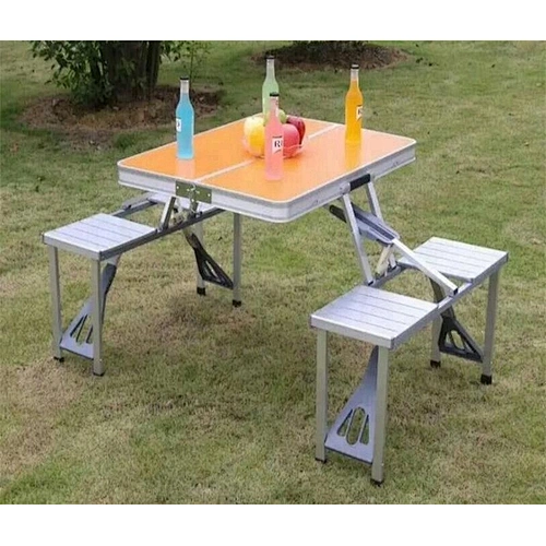 Alum. 1 table 4 seats set garden beach BBQ folding camping picnic table