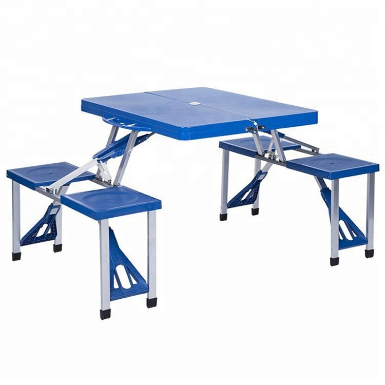 Hot-sale Low Price Garden ABS 4 Seats Plastic Folding Table Aluminum Suitcase Picnic Dining Table