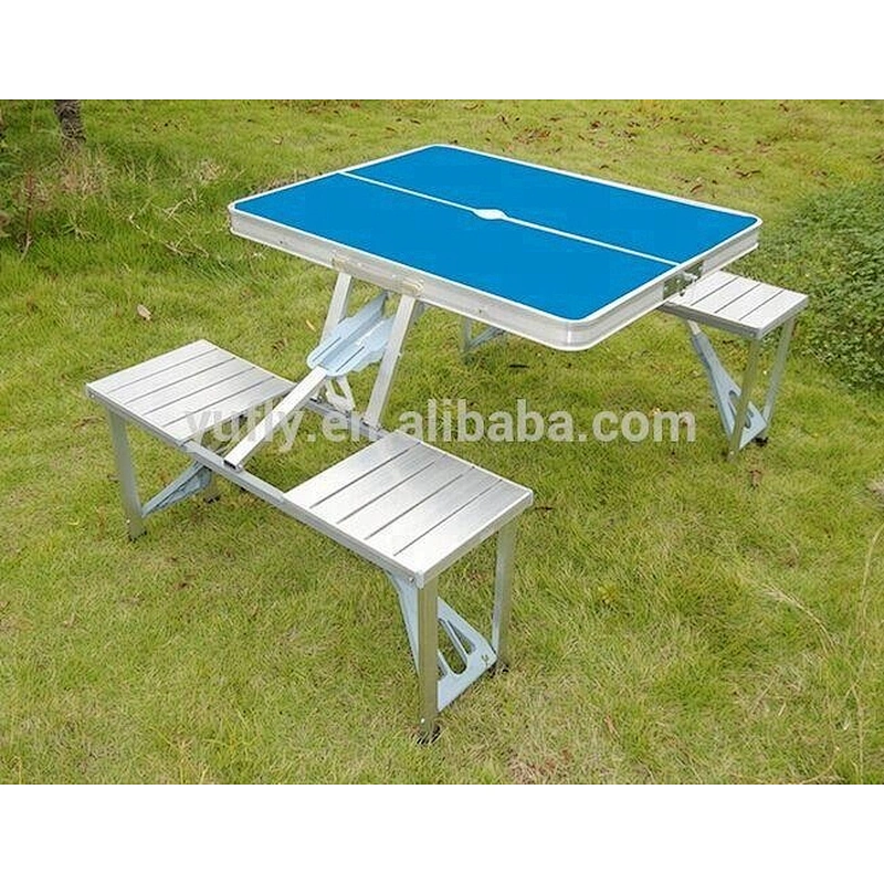 Alum. 1 table 4 seats set garden beach BBQ folding camping picnic table