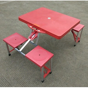 Hot-sale Low Price Garden ABS 4 Seats Plastic Folding Table Aluminum Suitcase Picnic Dining Table