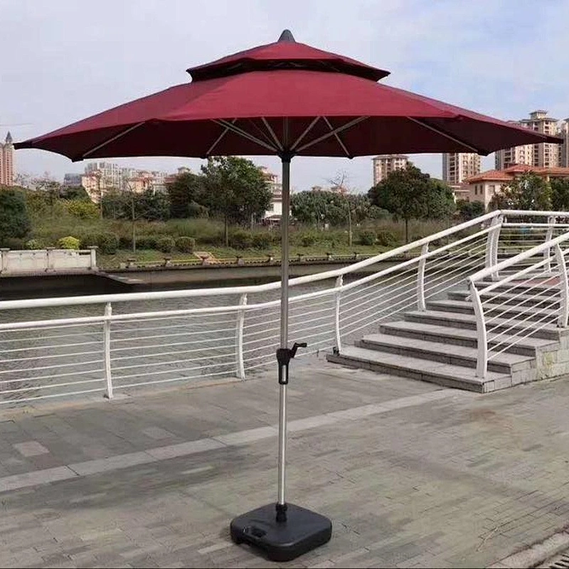 Garden alum steel Patio Camping hand push market umbrella Hanging umbrella double roof twin roma umbrella