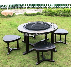 Home Patio outdoor warming slate surround garden BBQ ceramic fire pit