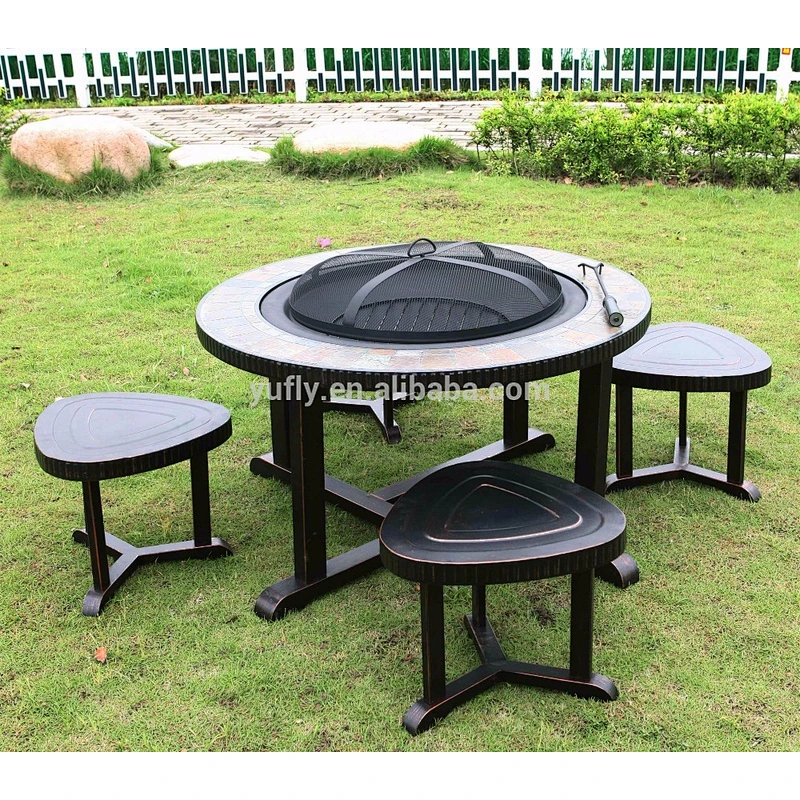 Home Patio outdoor warming slate surround garden BBQ ceramic fire pit