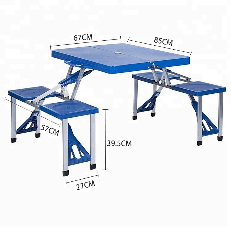 Hot-sale Low Price Garden ABS 4 Seats Plastic Folding Table Aluminum Suitcase Picnic Dining Table
