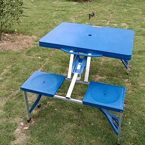 Hot-sale Low Price Garden ABS 4 Seats Plastic Folding Table Aluminum Suitcase Picnic Dining Table