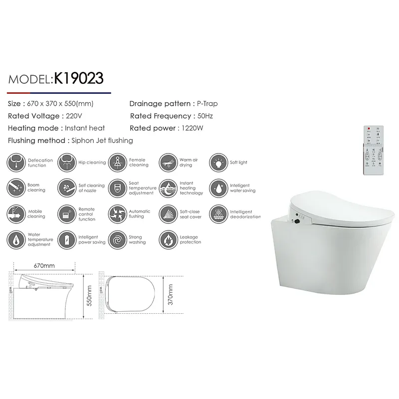 Smart toilet wall hung