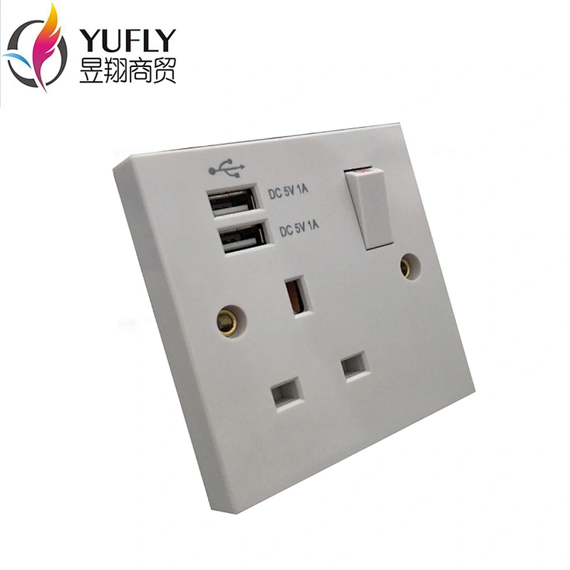 Hot Sale UK 1G 13A wall universal USB power switched socket wall switch and socket