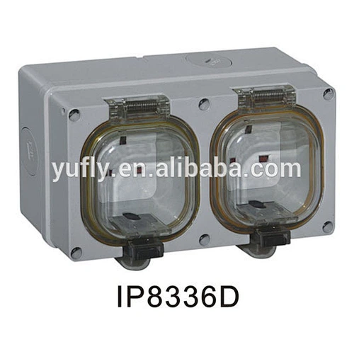 UK standard 13A double gang waterproof wall switch socket